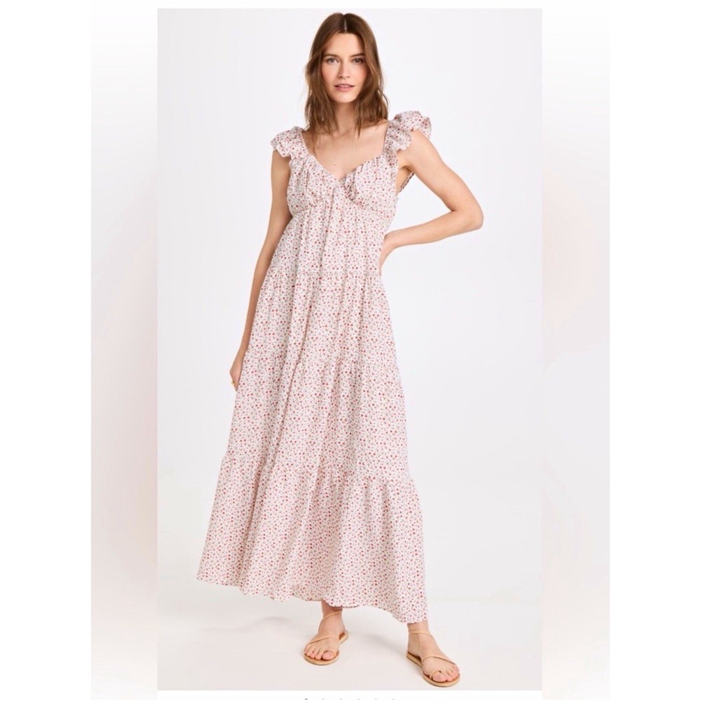 English Factory Floral Maxi Dress Ruffle Flutter Sleeve Size M